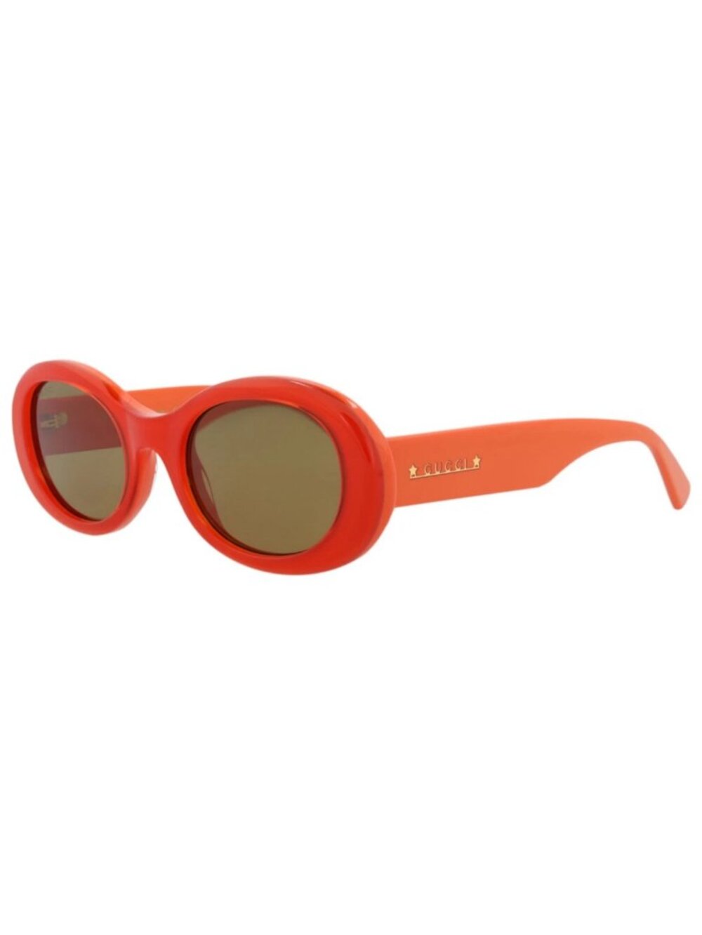New Gucci Women's Sunglasses Round Oval Recycled Acetate Frame Orange Orange